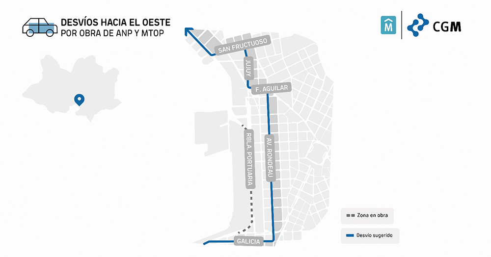 Cierre total de circulación en rambla portuaria de Montevideo por obra Viaducto