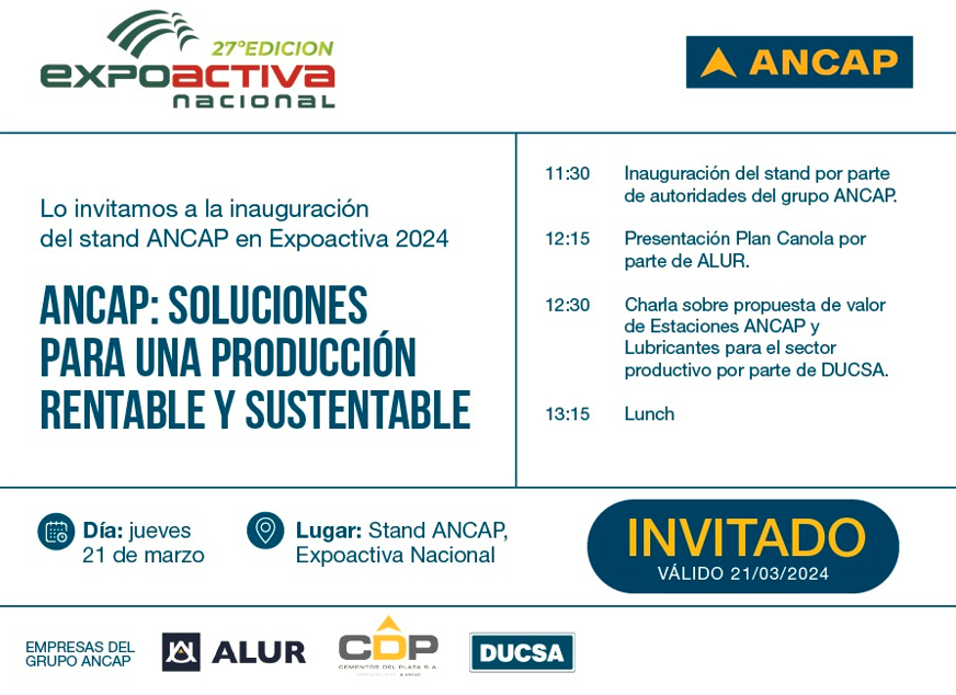 ANCAP dice presente en la Expoactiva 2024 comunicando las novedades para el sector