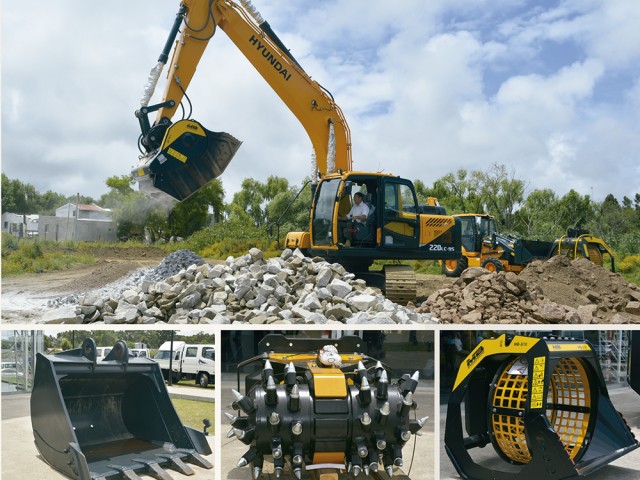 Hyundai con novedades y demostraciones: dos nuevas palas cargadoras y trituradoras MB Crusher