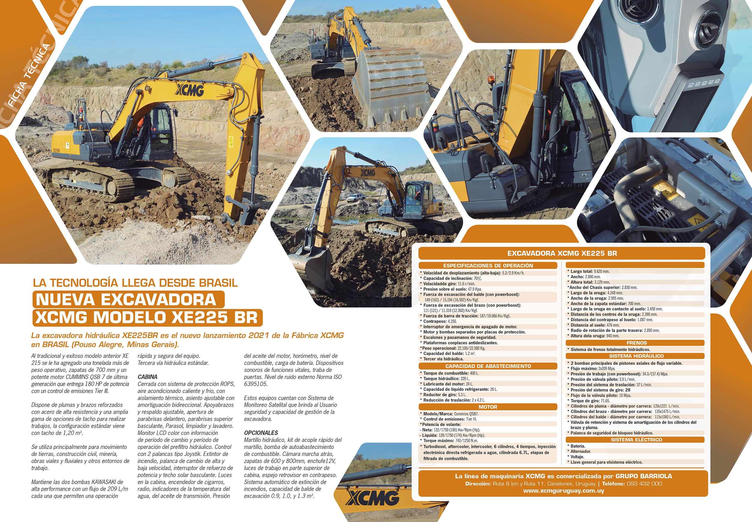 FICHA TÉCNICA: NUEVA EXCAVADORA  XCMG MODELO XE225 BR