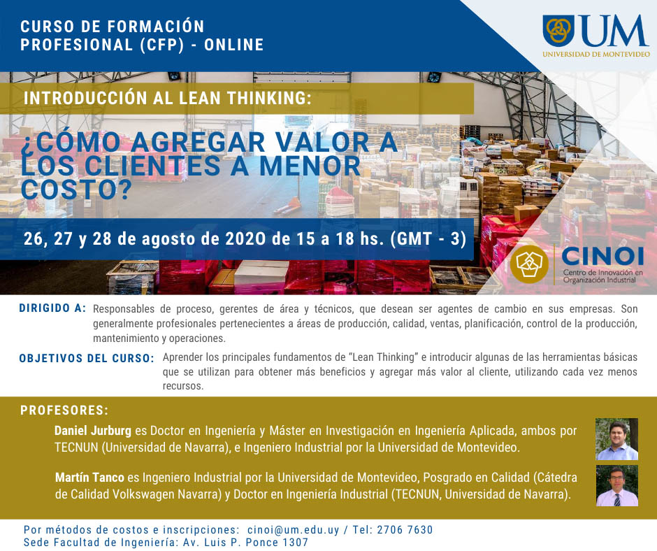 CINOI presenta Curso de Formación Profesional: Introducción al Lean Thinking